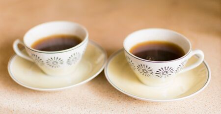 Two small cups of coffee.の写真素材