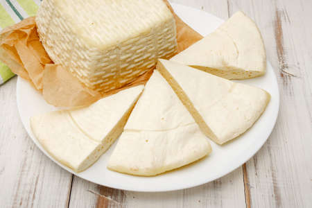 Homemade cottage cheese, cheese. Milk products.の写真素材