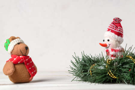 Christmas toys on a white background. Place for your text.の写真素材