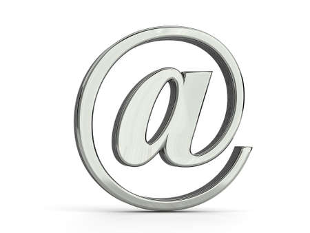 Sign at from steel on a white background. email sign. 3D rendering.の写真素材