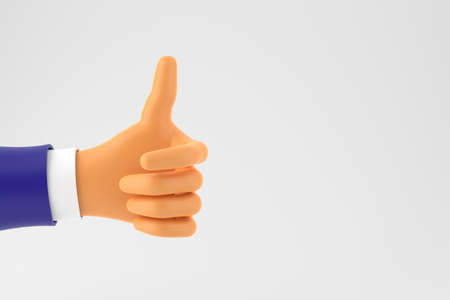 Cartoon businessman hand sign ok. Place for text. gray background. 3d renderingの写真素材