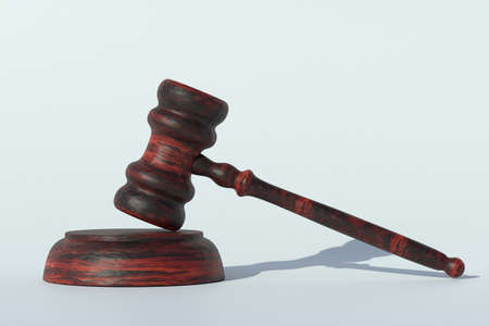 Judicial gavel on a white background. justice, law symbol. 3D rendering.の写真素材