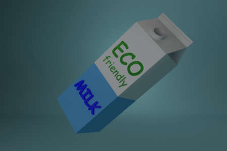 Eco friendly milk package on a blue background. 3D rendering
