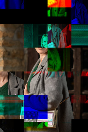 collage of various photos. Broken picture, glitch