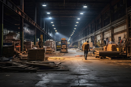 Efficient Warehousing Solutions: Explore a vast storage facility brimming with towering shelves and diverse crates, showcasing streamlined inventory controlの素材