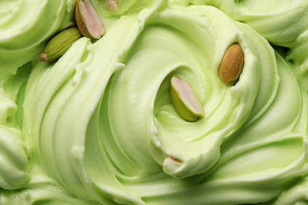 Detailed Pistachio Perfection: Explore the nuanced perfection of pistachio ice cream through an up-close macro lensの素材