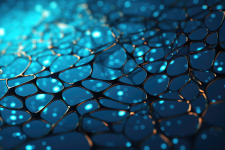 Embark on a biomorphic journey, where blue hues guide the eye through abstract landscapes mirroring the enchanting complexity of the microscopic universeの素材
