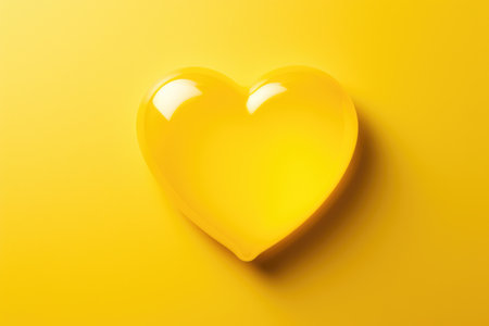 Embrace the radiance of affection with a captivating image showcasing a three-dimensional heart in a sunny yellow hue, evoking feelings of joy and romantic vibrancyの素材