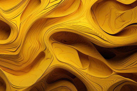 Dive into the abstract beauty inspired by the microscopic, where lines and shapes playfully mimic cellular structures, creating a harmonious dance in a vivid yellow spectrumの素材