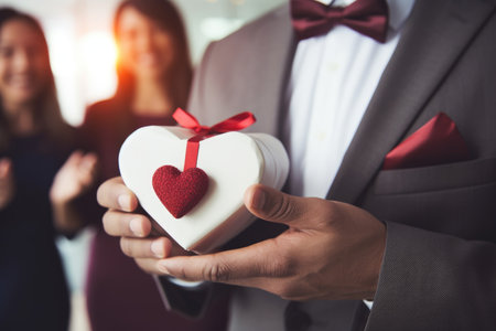 Hands engaged in the gesture of giving and receiving gifts, radiating warmth and love, perfect for occasions like Valentine's Dayの素材