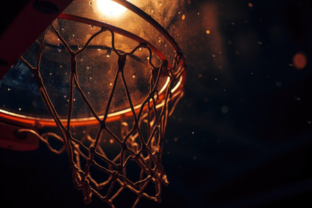 Dunk Luminescence: Luminescent allure surrounds the basketball hoop, promising a radiant display of slam dunksの素材