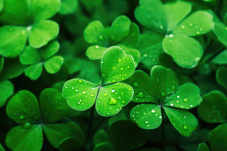 A macro photograph of a clover leaf showcases its intricate beauty, inviting viewers to appreciate the natural elegance that aligns seamlessly with the festive spirit of St. Patrick's Dayの素材