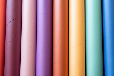 Close-up photograph of a variety of colorful gift wrap paperの素材