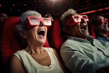 Aged Movie Lovers Charmed by Theater Ambianceの素材