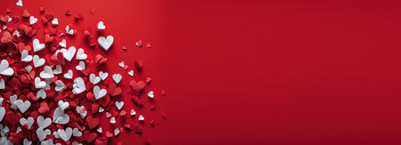 A field of white paper hearts floats in the air, creating a sense of lightness and romanceの素材