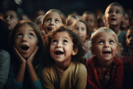 Young Spectators in Awe of Dramatic Stage Actの素材