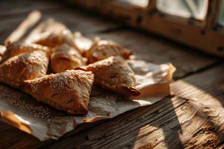 Traditional Jewish pastries, Hamantaschen, on displayの素材