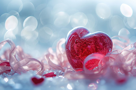 Tender display: Ribbons intertwined, conveying a sense of love and careの素材