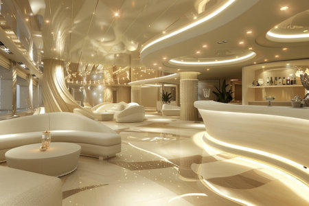 A harmonious blend of white furniture fills the living room, creating a tranquil and elegant space.の素材