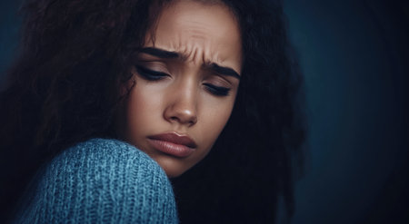 Portrait of a Compassionate School Counselor Comforting a Worried Student - Emotional Support and Guidance.の素材