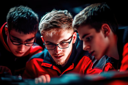 Enthusiastic Students Collaborating on Robotics Project for Educational Development.の素材