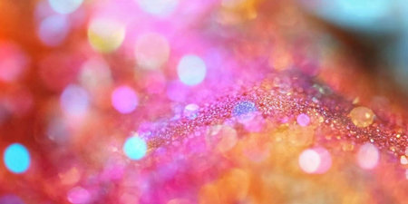 Vibrant bokeh and glitter in colorful abstract background.の素材