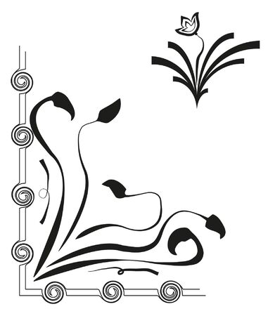 flowers, frame and plantのイラスト素材