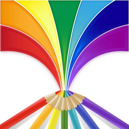 pencils draw a rainbowのイラスト素材