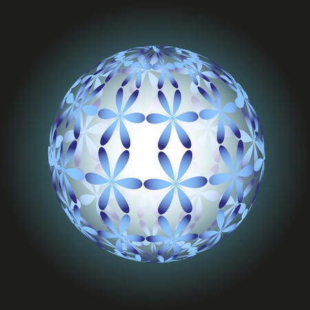 sphere from flowers on a black backgroundのイラスト素材