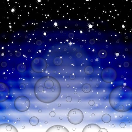 transparent bubbles and stars in the blue skyのイラスト素材