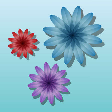 volume color flowers on a blue backgroundのイラスト素材