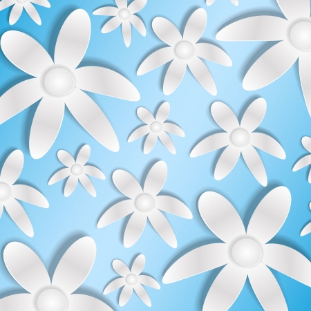 paper flowers on a blue backgroundのイラスト素材