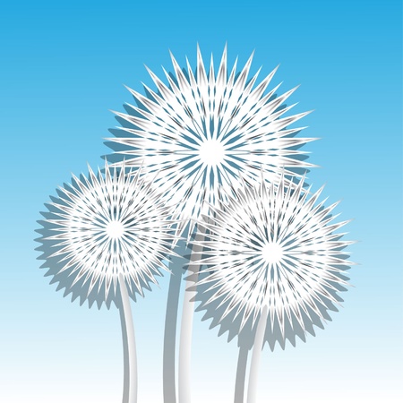 air dandelions in the blue skyのイラスト素材