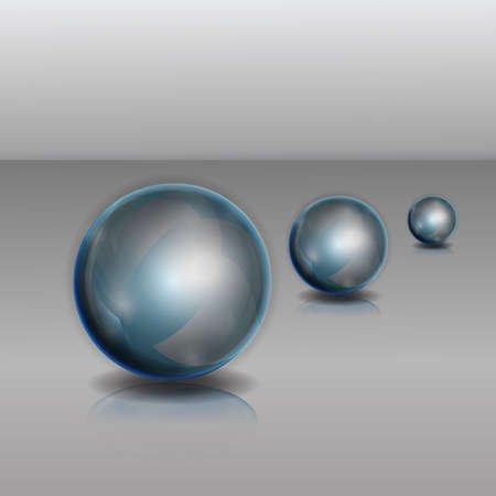 three spheres on a gray backgroundのイラスト素材