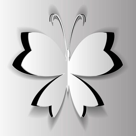 paper butterfly on a gray backgroundのイラスト素材