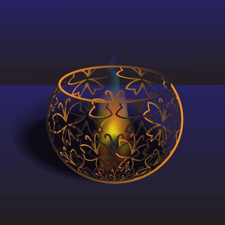 fire in a vase on a blue backgroundのイラスト素材