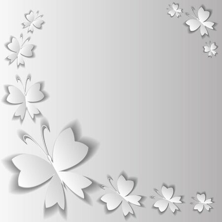 butterflies on a gray backgroundのイラスト素材