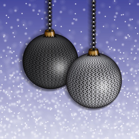 New Year s spheres against from snowのイラスト素材