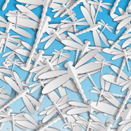 the dragonfly cut out from paper on a gray backgroundのイラスト素材