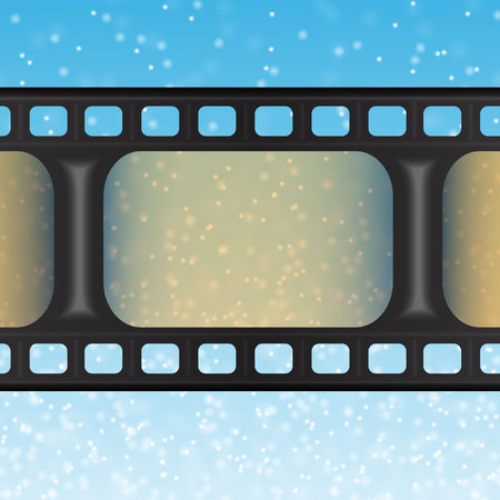 the movie on snow on a blue backgroundのイラスト素材