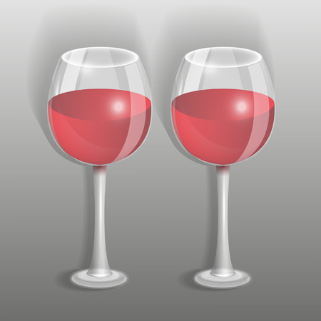 two glasses with wine on a gray backgroundのイラスト素材