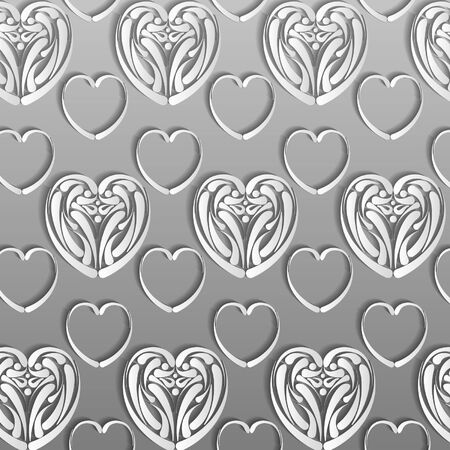 paper hearts on a gray backgroundのイラスト素材