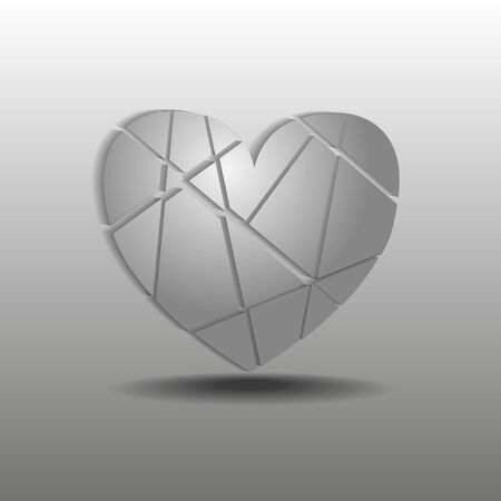 splinters of gray heart on a gray backgroundのイラスト素材