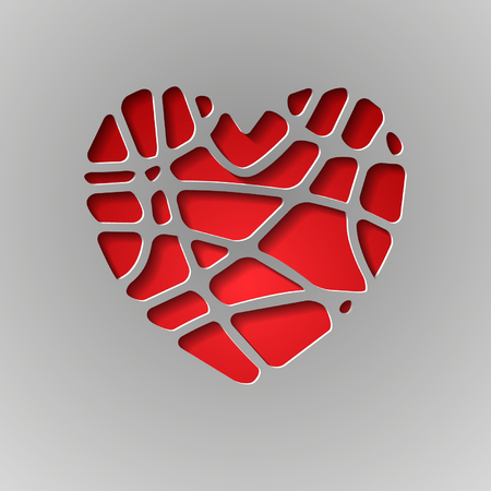paper heart on a gray backgroundのイラスト素材