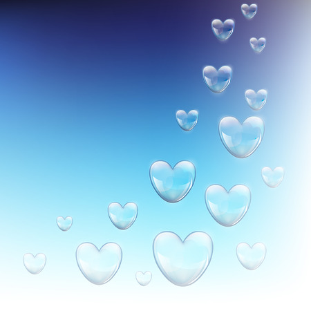 soap bubbles in the form of heart in the blue skyのイラスト素材