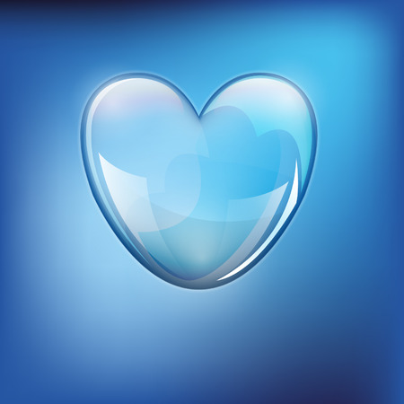 soap bubble in the form of heart on a blue backgroundのイラスト素材