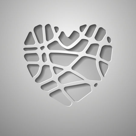 paper heart on a gray backgroundのイラスト素材