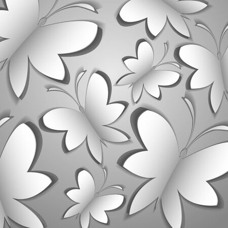 paper butterflies against a dark backgroundのイラスト素材