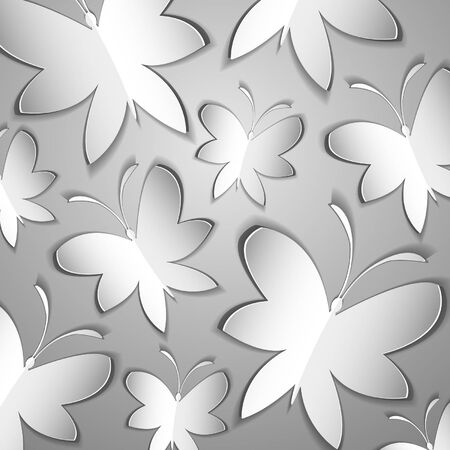 it is a lot of paper butterflies on a gray backgroundのイラスト素材