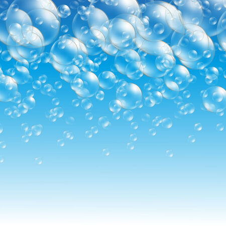 transparent soap bubbles fly in the blue skyのイラスト素材